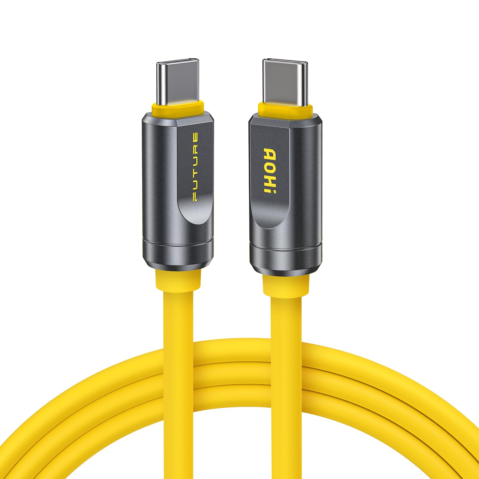 

AOHI USB4 Max 240 Вт Швидкий 80 Гбіт/с Передача Даних Подвійний 4K Силіконовий Сумісний з MacBook iPhone 17 Pro та Док-станціями Включає Зберігання Жовтий 2.0 Кабель, 2м, PD3.1,