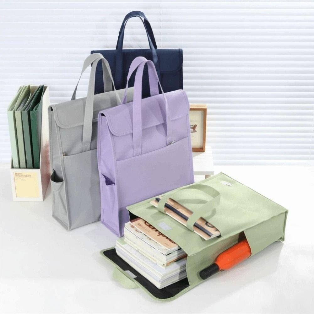Multiple Pockets Tote Bag Double-Layer Shoulder Handbag Portable Student Tutorial Bag  Children