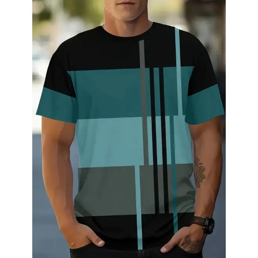 Summer Men's 3D Printed Crew Neck T-Shirt Fashion Versatile Breathable Trend Casual