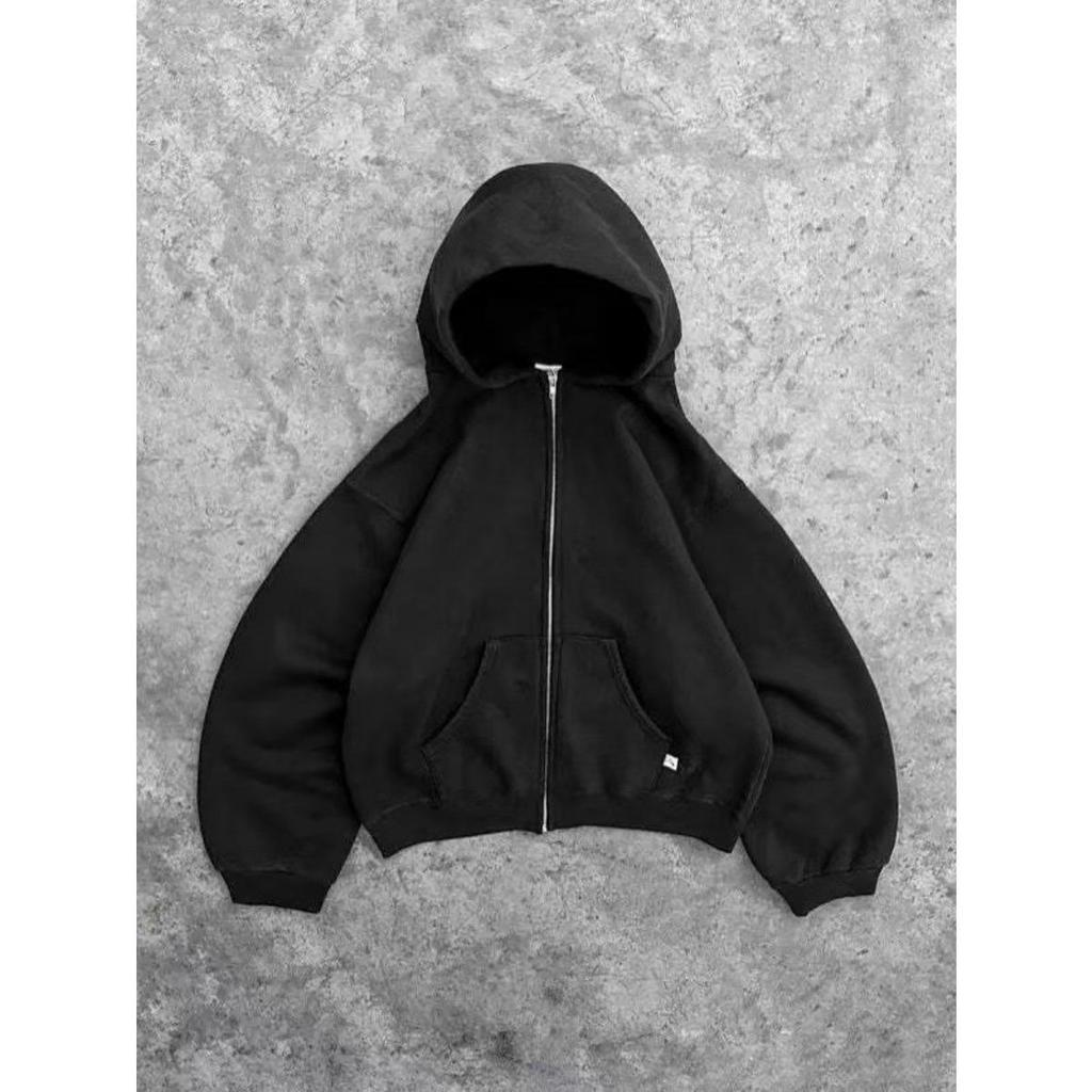 ZYLLO Amerikanischer Retro Einfarbiger Hoodie Damen Herren Herbst Langarm Oberteile Kapuzenpullover Streetwear Hip Hop Pullover Y2K Sweatshirt Neu