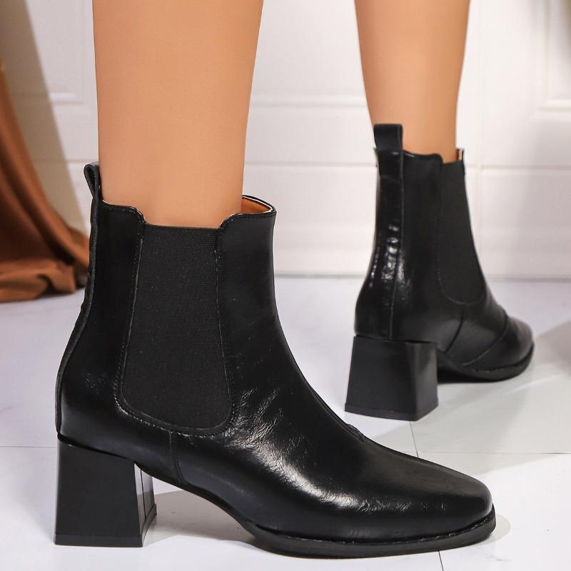 Martin boots autumn and winter new retro casual single boots Chelsea thick heel square head short boots women