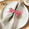 Hemp Rope Napkin Ring 6Pcs Rings, Jute with Plaid Bow,Handmade Tableware Holder for Cloth Rings Dinner Napkins, Wedding Banquet Christmas Thanksgiving