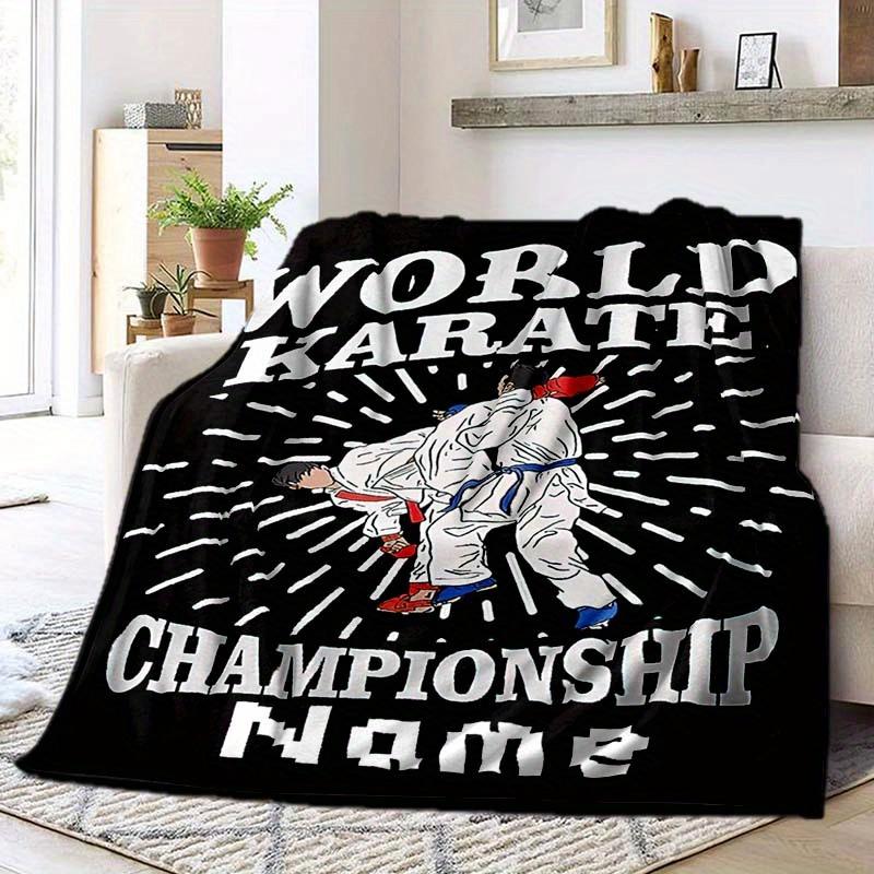 Taekwondo Competition Customize Your Name Blanket Warm Comfortable Soft Blanket For Chair Office Sofa Bed Sofa Office Camping Suitable For Gifting
