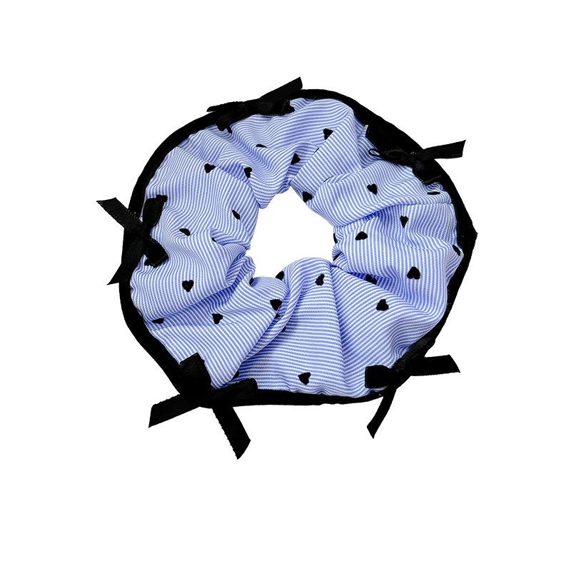 Blue love striped large intestine hair band women's head band hair rope low ponytail head rope rubber band