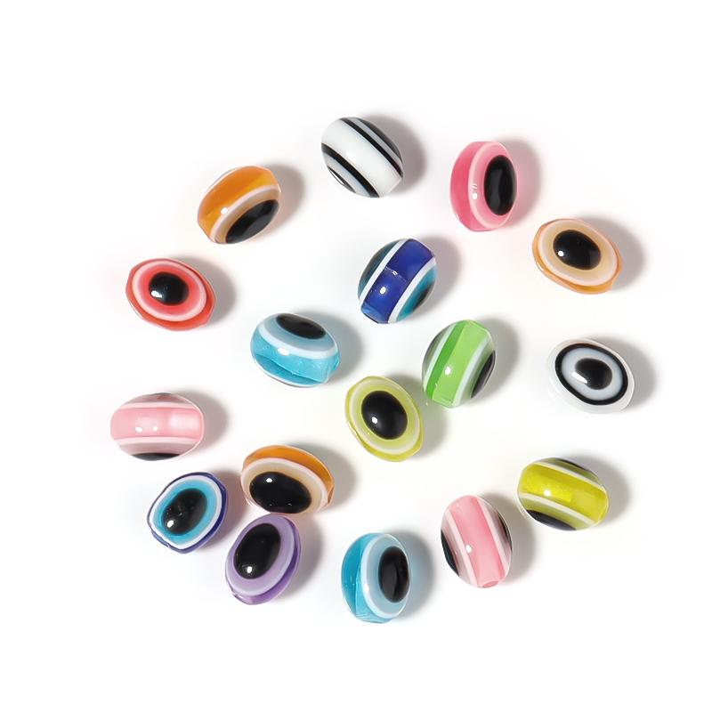 100Pcs/Bag Turkish Eye Beads 6x8mm 8x10mm Oval Shape Components For Jewelry Making Accessories
