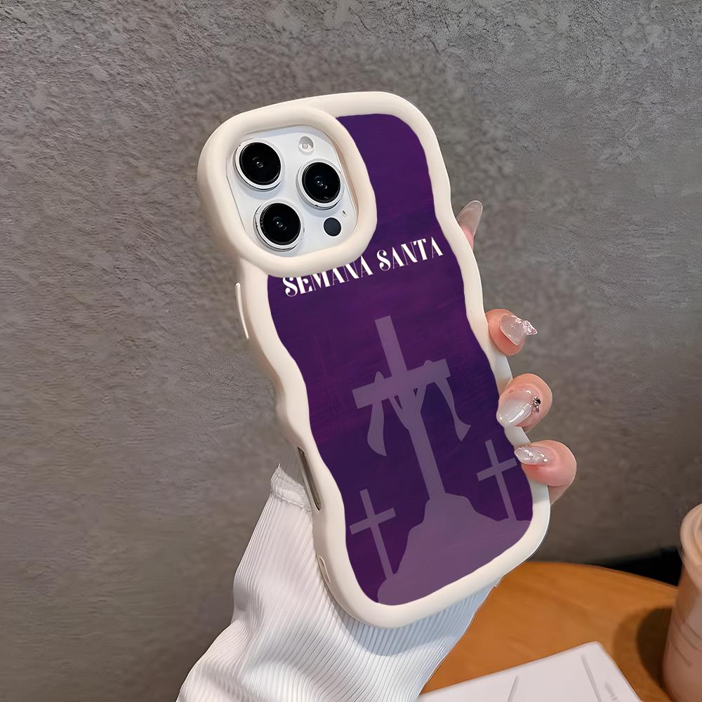

Semana Santa Wavy Edge TPU Mobile Phone Case for iPhone 17 16 15 14 13 12 11 Air Pro Max Plus Colorful Cover iPhone 14 Pro Max