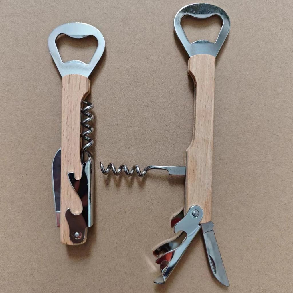 10pcs Wood Handle Wine Bottle Corkscrew with Beer Cap Openers for Waiters Bartenders