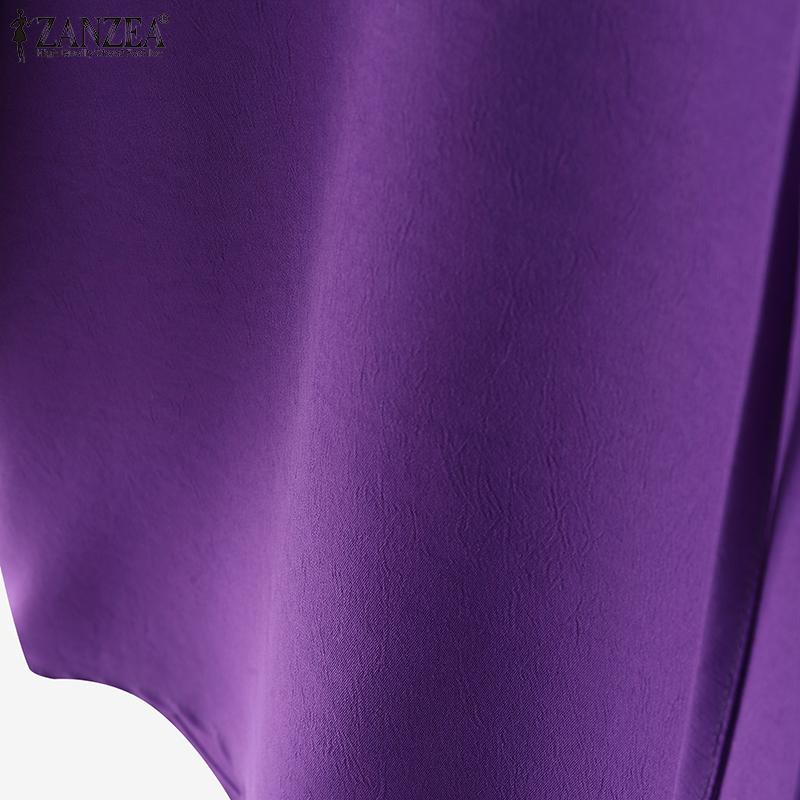 ZANZEA Bluză casual de damă cu volane, mâneci 3/4 și talie legată