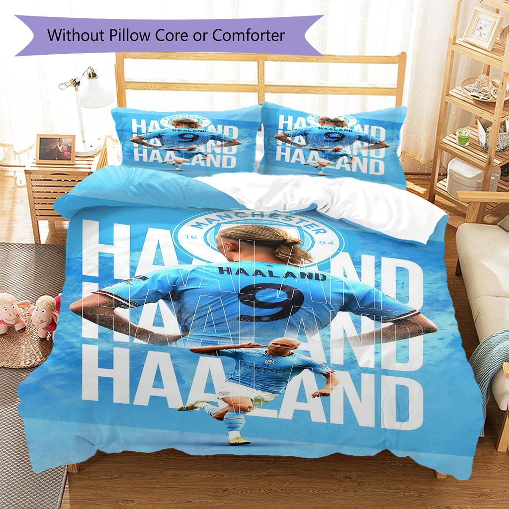 Erling Haaland Set Copripiumino Matrimoniale Coperta Federe Decorazione Casa Regalo di Compleanno (1 * copripiumino + 2 * federa, senza nucleo)