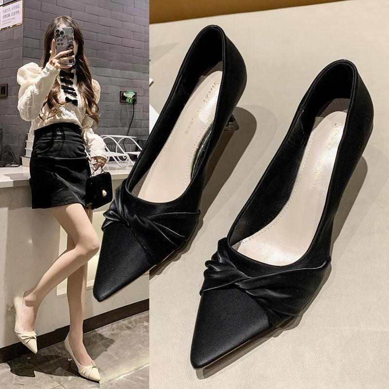 Internet Celebrity Super Soft Elegant High Single Shoes Wind Shu High Heels French Elegant Fairy Small