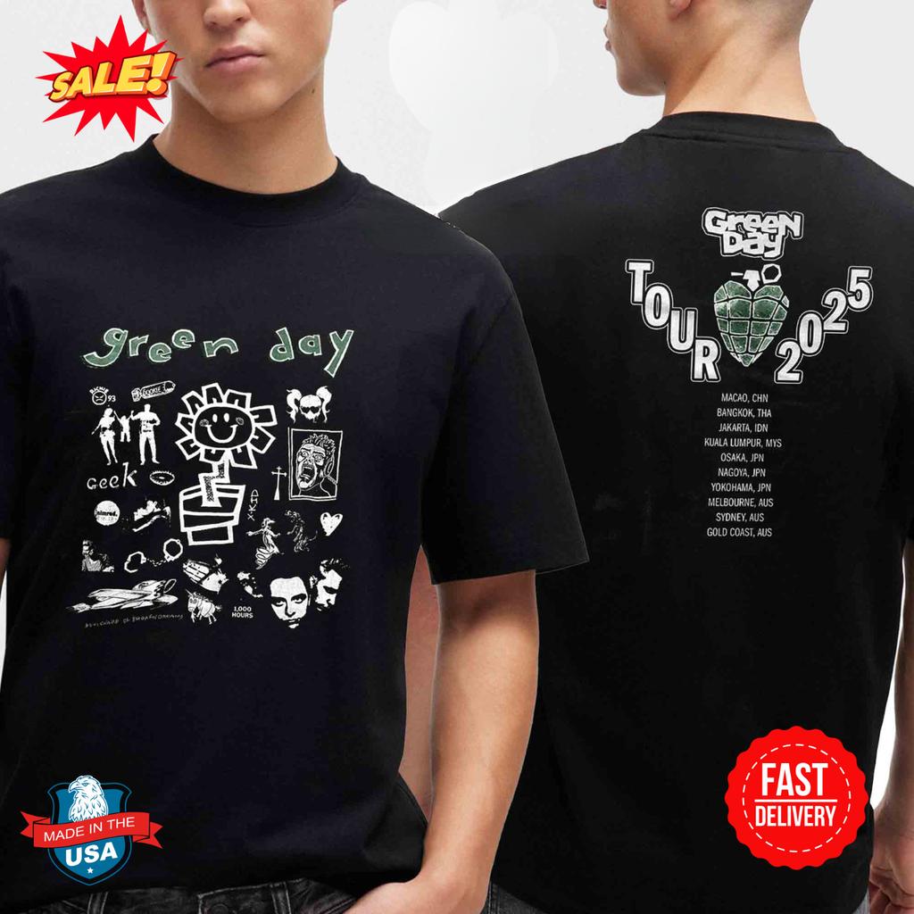 Green Day Asia And Australia 2025 Tour Dates Two Sided T-Shirt