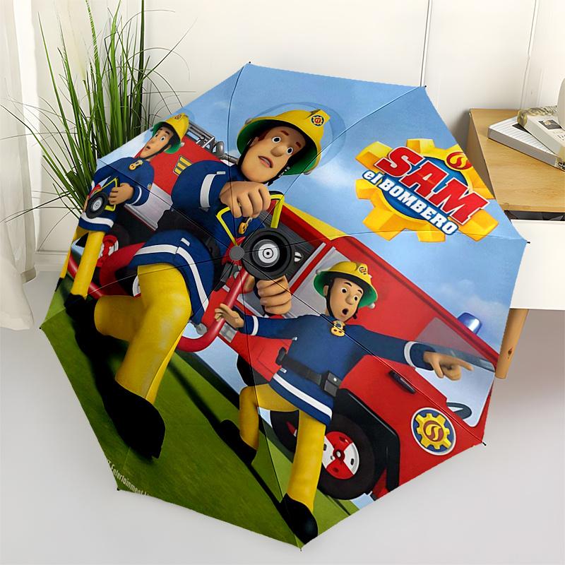 

Fireman Fire trucks Themed Travel Umbrella-8 Ribs Automatic Opening and Closing, Portable Folding Design, Compact and Stylish Umbrella Suita