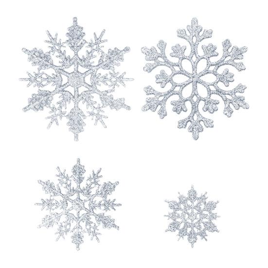 36 Pcs Christmas Snowflake Ornaments Glittered Snowflake Hanging Decoration for Christmas Indoor Winter Wonderland Decor
