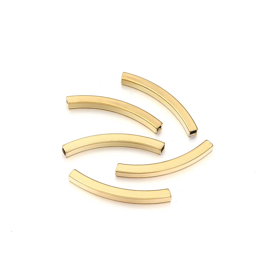 5-10pcs Square Stainless Steel Tube Spacer Beads Curved Tube Beads Loose Spacer Beads For Jewelry Making DIY Necklace Bracelets