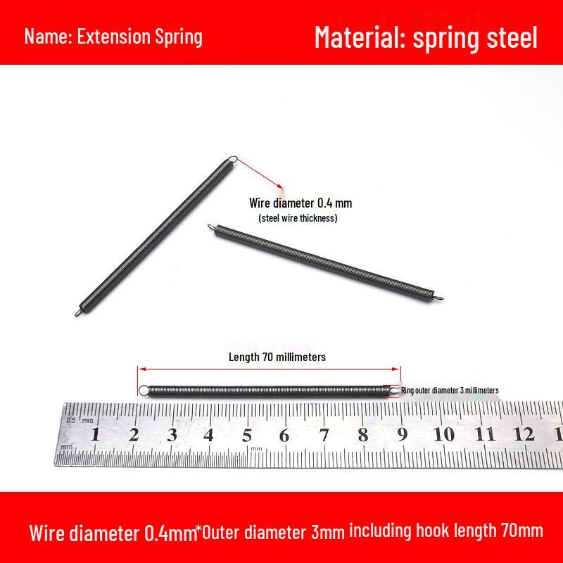 Micro Precision Extension Tension Spring Set with Hooks, 0.4mm Wire Diameter, 3-5mm Outer Diameter