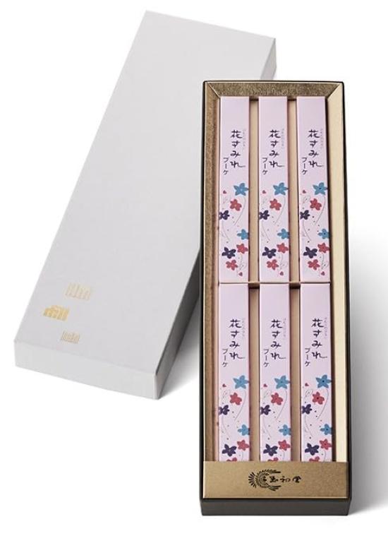 

Gyokushodo Flower Violet Bouquet, 6 Short Boxes, Japanese Style Box #6141