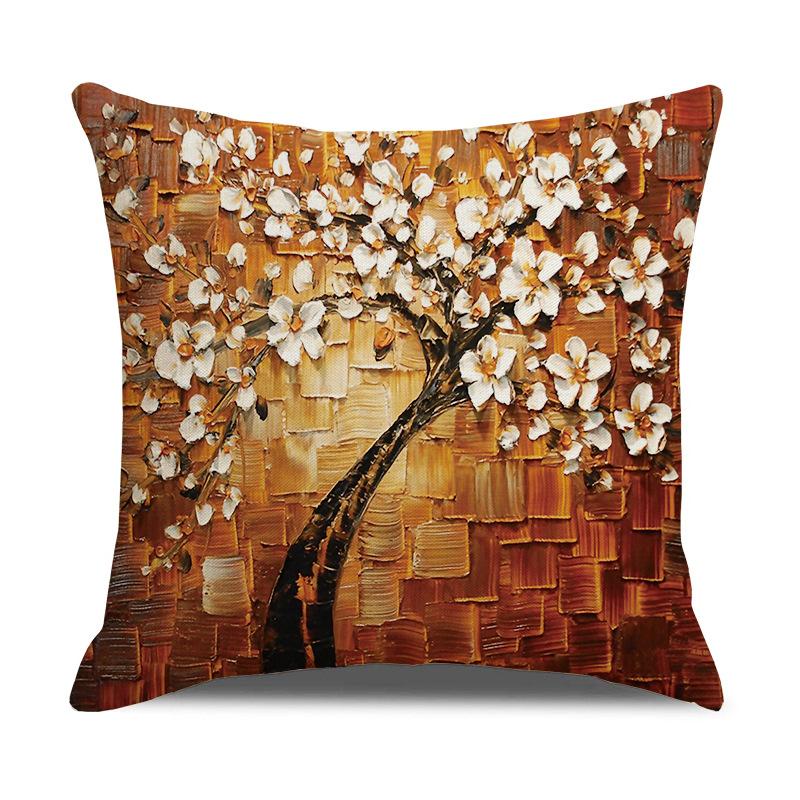 

Nordic Home Furnishings Oil Painting Tree Pillow Cover Cartoon Pillow Linen Sofa Cushion Cover New Home Furnishing 45 * 45Cm (excluding pillow core)