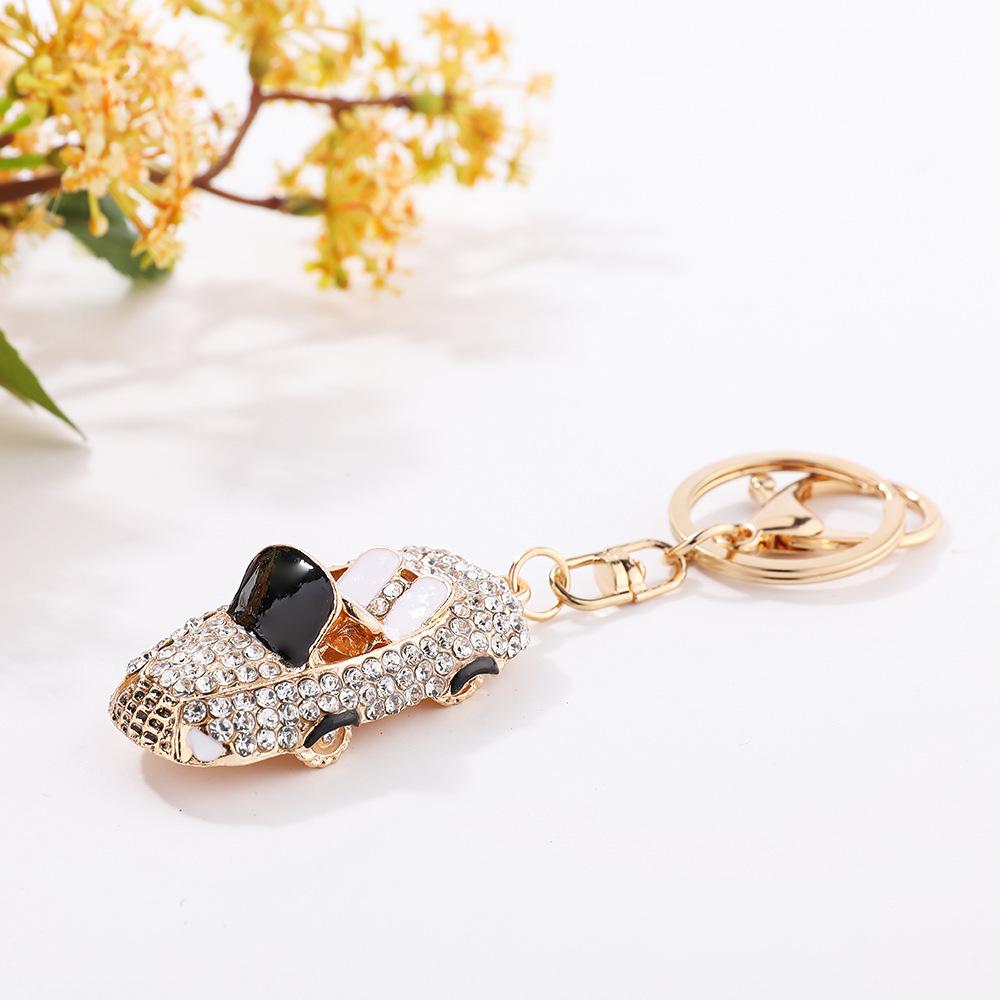 Diamond studded car, metal keychain, mini sports car model, keychain, men s and women s bag pendant