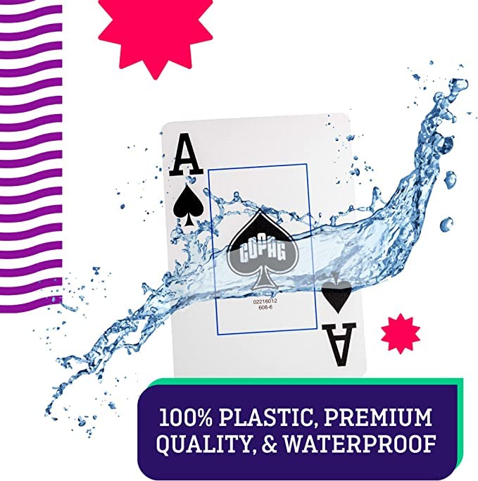 Copag 1546 Neoteric Design Plastic Poker Size Playing Double Deck Set 100% Cards, Yellow/Pink/Blue, (Regular Index)