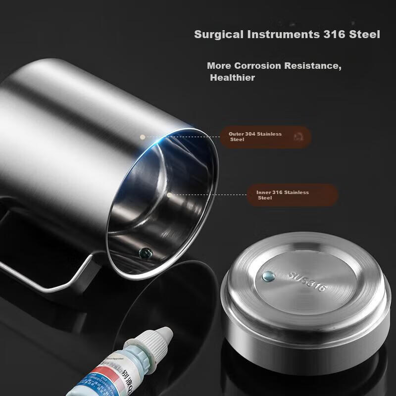 Maxcook 316 Stainless Steel Double-Layer Tea Cup with Lid and Handle for Children and Students 400ml MCB1112
