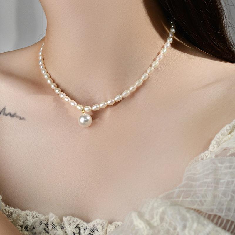 Colier de perle francez, lanț vintage, accesorii elegante și elegante, cu un stil premium și versatil