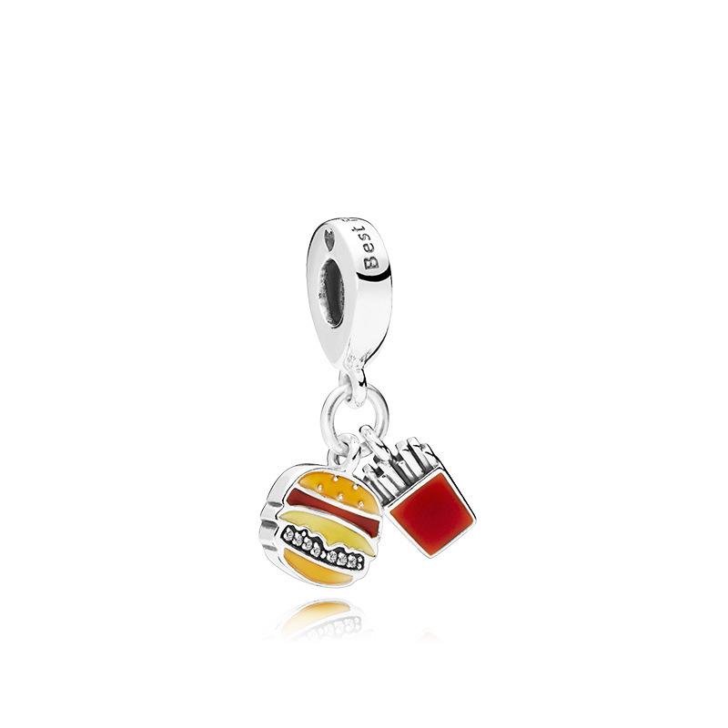S925 Silver Coffee Cup Honey Beverage Bottle Birthday Cake Talisman Fit for Original Bracelet DIY Women's Jewelry