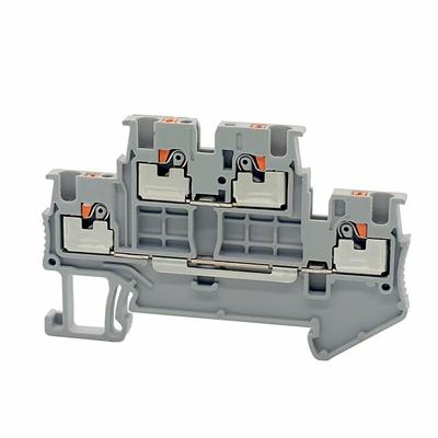10Pcs PTTB1.5 Din Rail Terminal Block Double Layer Spring Wiring Conductor for Electrical Control Cabinet Installation
