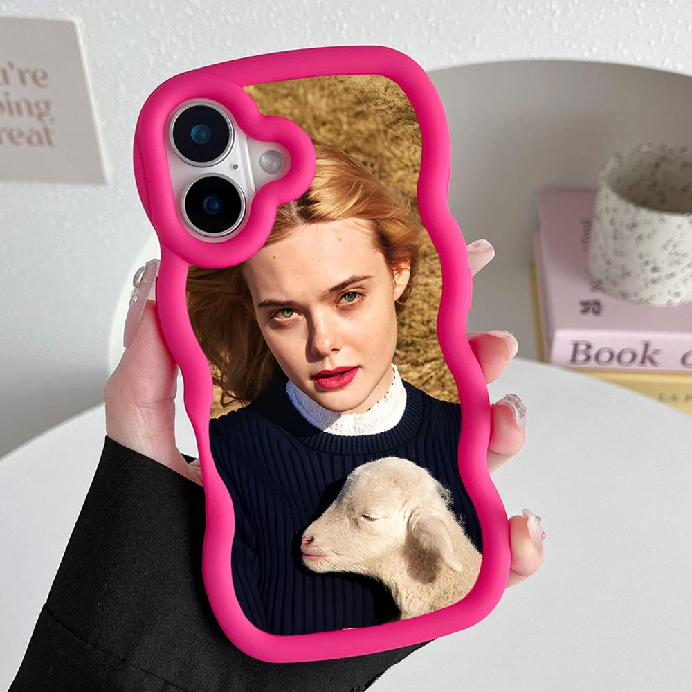 Elle Fanning Wavy Edge TPU Mobile Phone Case for iPhone 17 16 15 14 13 12 11 Air Pro Max Plus Colorful Cover
