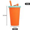 Platinum Silicone Straw Cup Ins Style Portable Durable High Temp Resistant Kids Water Bottle