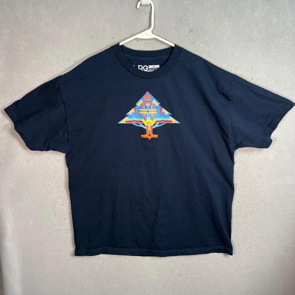 LRG Navy Blue Graphic T-Shirt 2XL XXL 100% Cotton Mens Standard Fit Mens