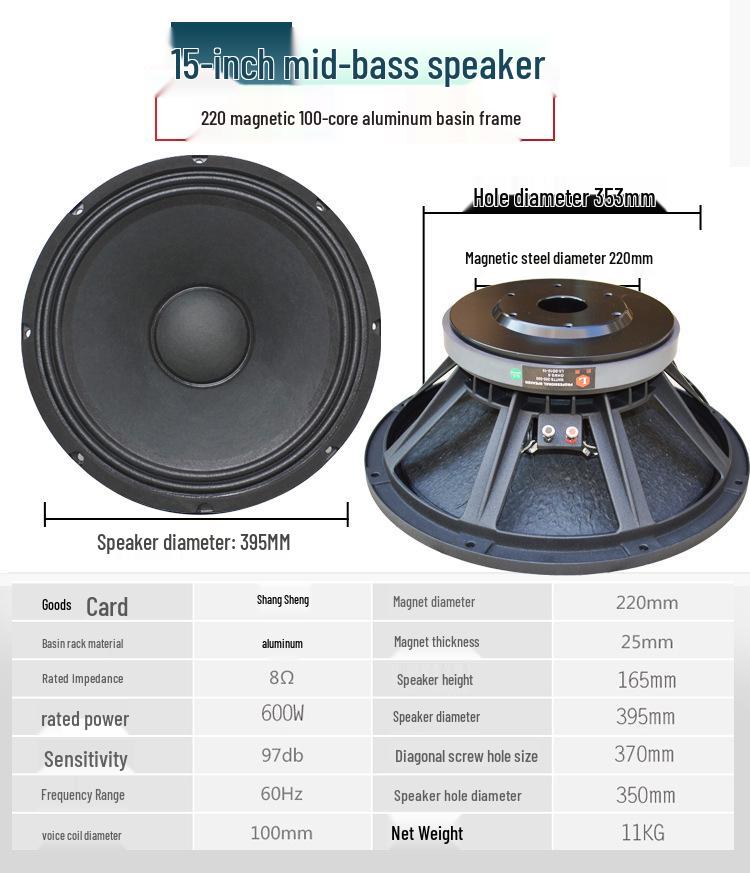 8", 10", 12", 15" Heavy Bass High Power Subwoofer Speaker