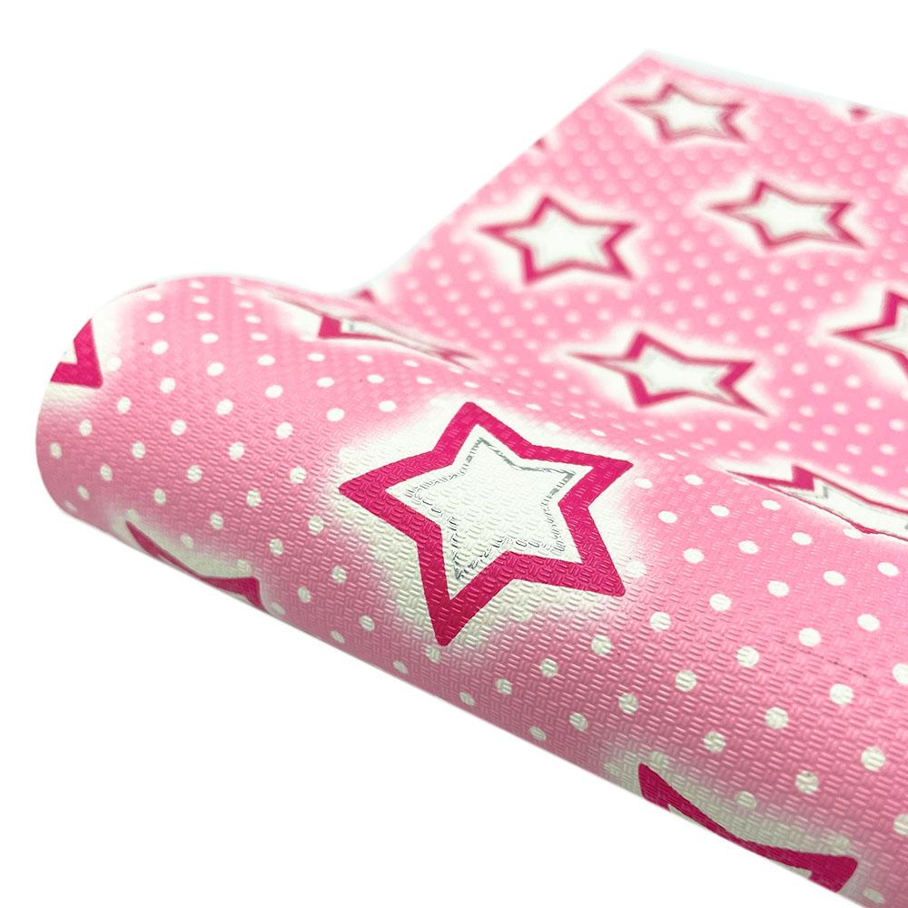 

Geometric Graffiti Star Dot Pattern PVC Vinyl PU Leather Fabric Roll Candy Color for DIY Craft Bow Making Bags Decor Hair Clips A5 20cm x 15cm