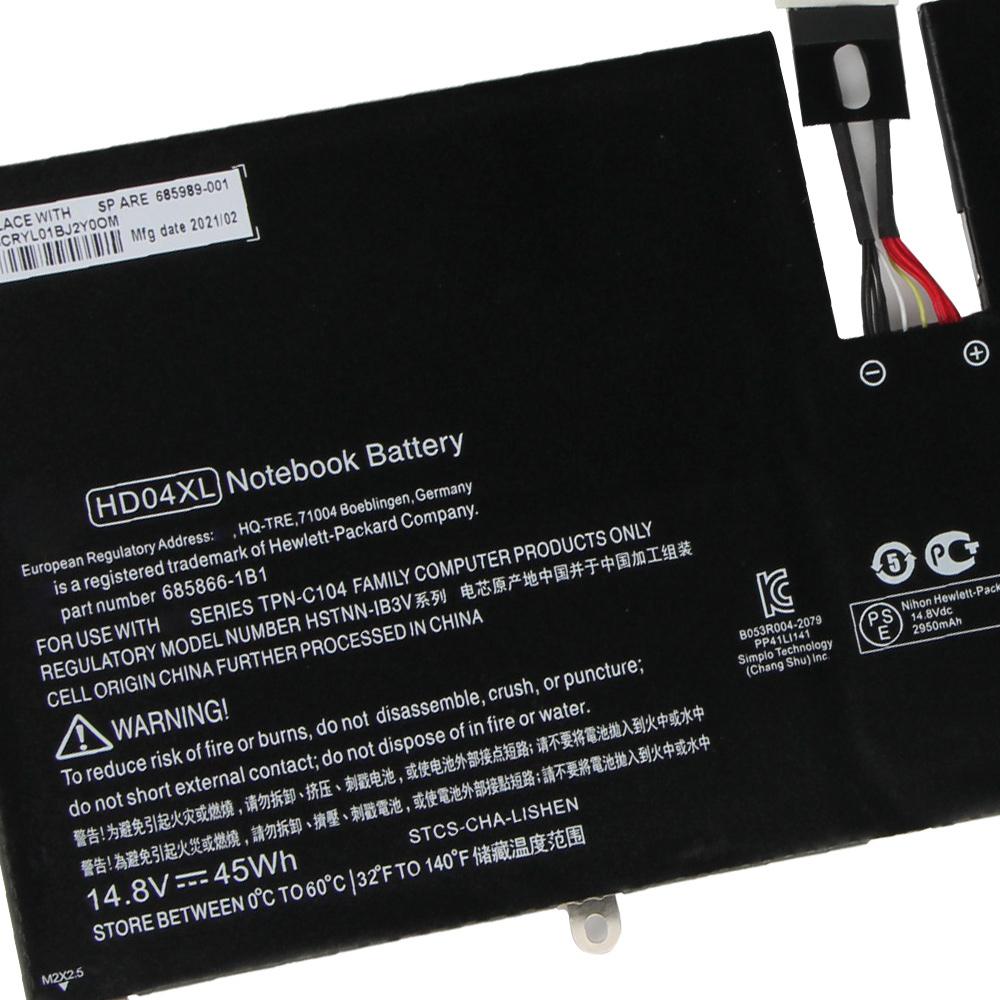 Rechargeable Lithium Battery For HP Envy Spectre XT HSTNN-IB3V 13-2120tu TPN-C104 13-2095ca 685989-001 HD04XL Laptop Battery 45Wh