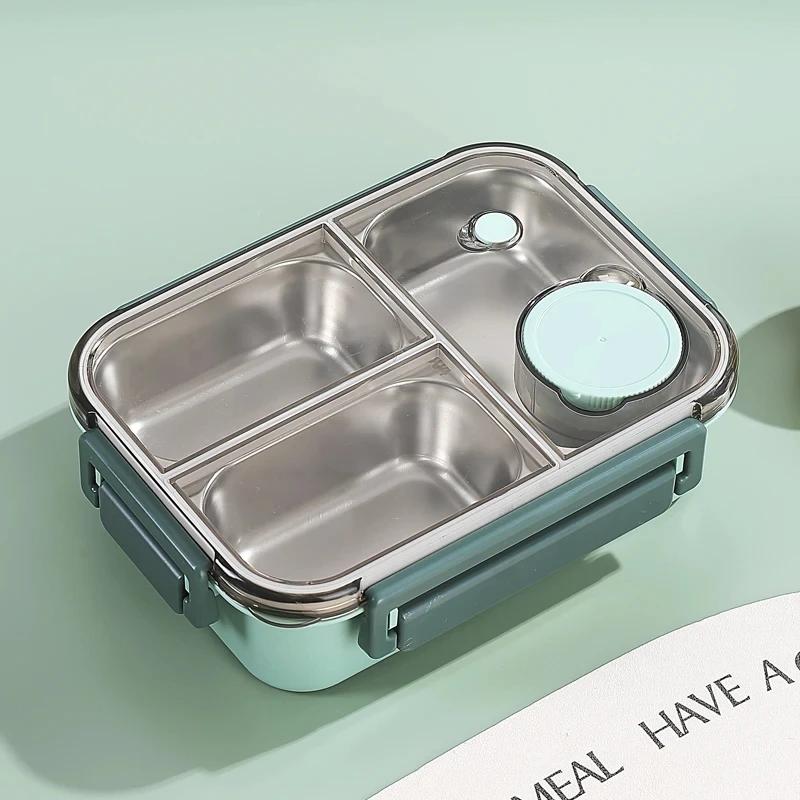 Stainless Steel Lunch Box Compartment Insulated Sealed Portable Microwae Heating Food Container Bento for Office Worker Students