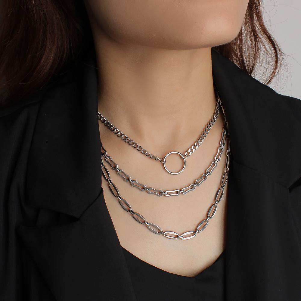 Retro Hip-Hop Multi-layer Stackable Stainless Steel Necklace