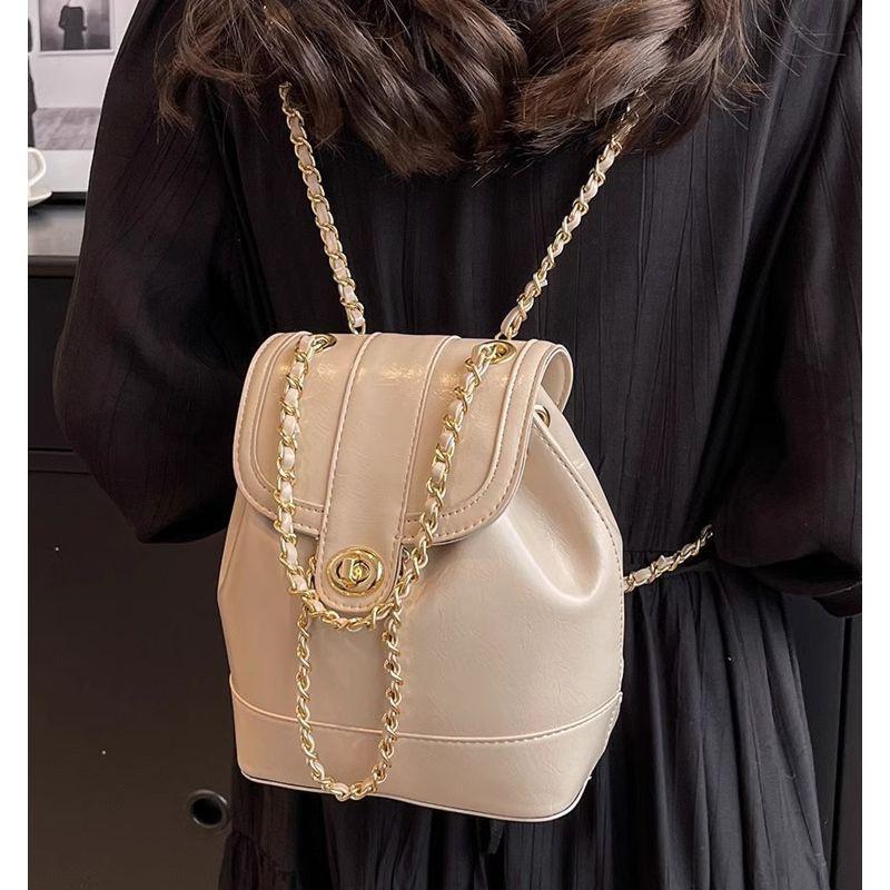 Premium texture small bag women's versatile new chain messenger bag popular backpack bucket bag