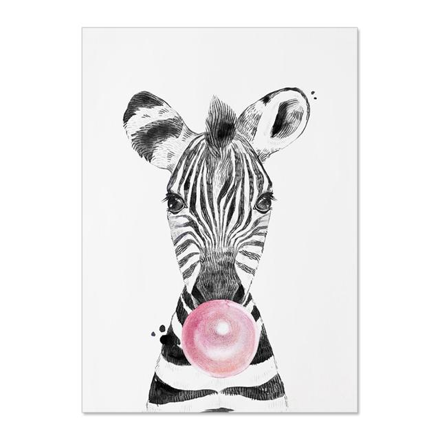 Nordic Animal Zebra Giraffe Blowing Bubbles Prints And Posters Wall Art Canvas Paiting Wall Pictures For Living Room Home Décor No Frame