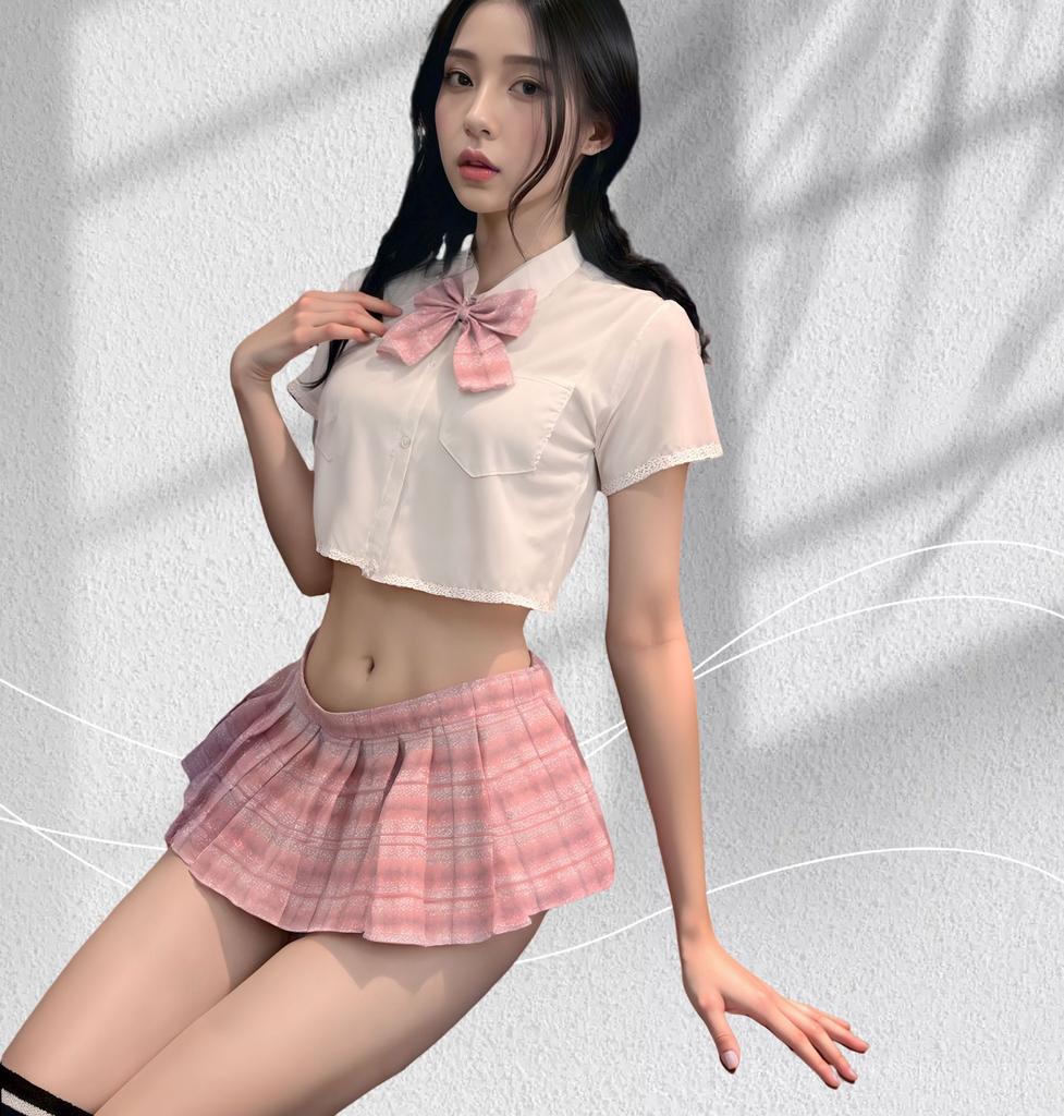 Sexy Campus JK Uniform College Seduction Pure Lust Skinny Ultra Short Pleated Skirt Suit Sex Lingerie