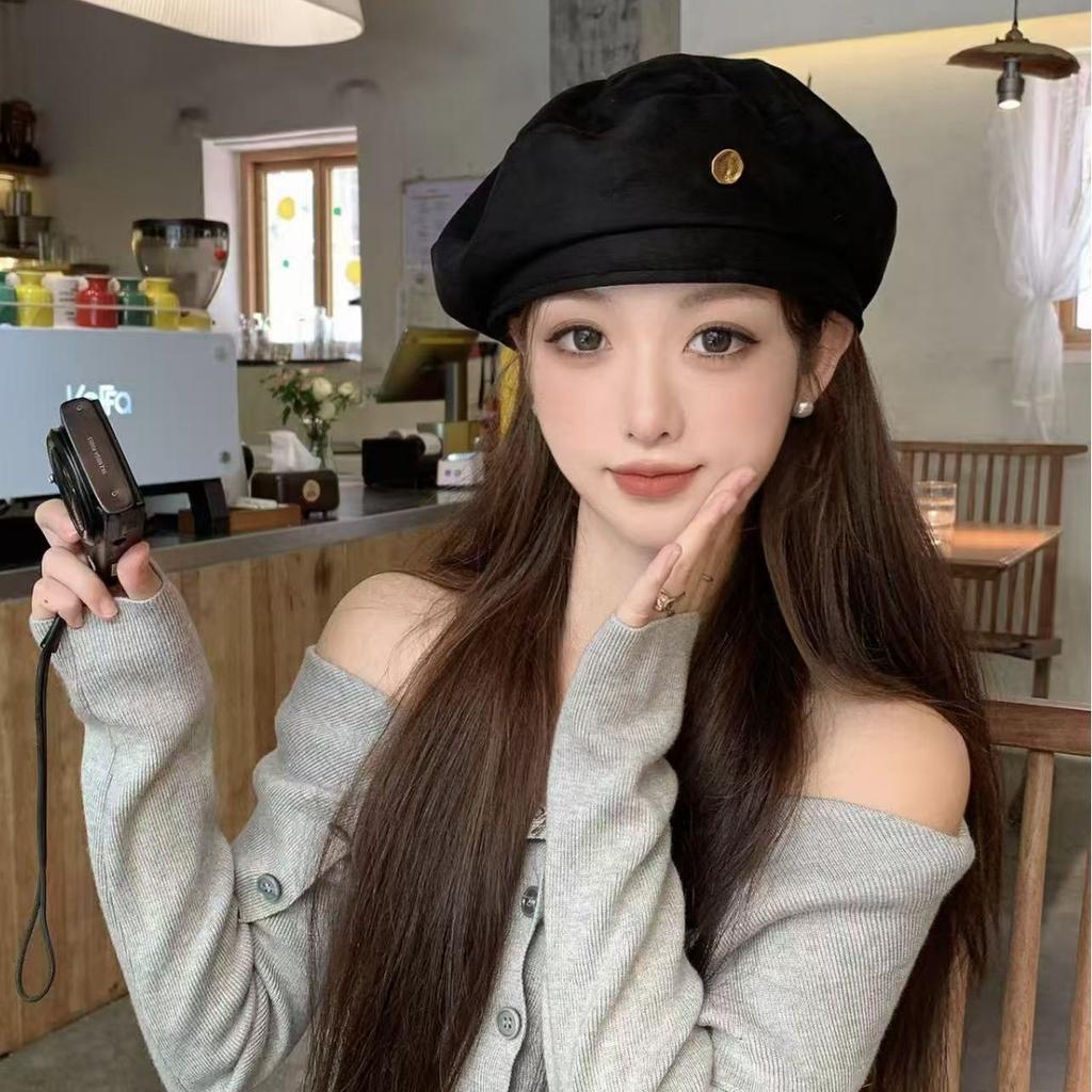 Velvet Beret Women Korean Version Versatile Painter Hat Big Head Circumference Retro Niche Hat Spring Autumn Fashion