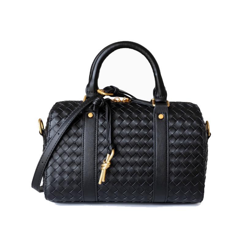 Bolsa de Mão Tecida em Couro de Vaca Diamante Outono/Inverno 2025: Bolsa Versátil para Negócios, Deslocamento, Ombro e Mensageiro