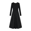 Hepburn style hollow knitted long-sleeved dress women's spring and autumn new design sense niche temperament slim and thin long dress