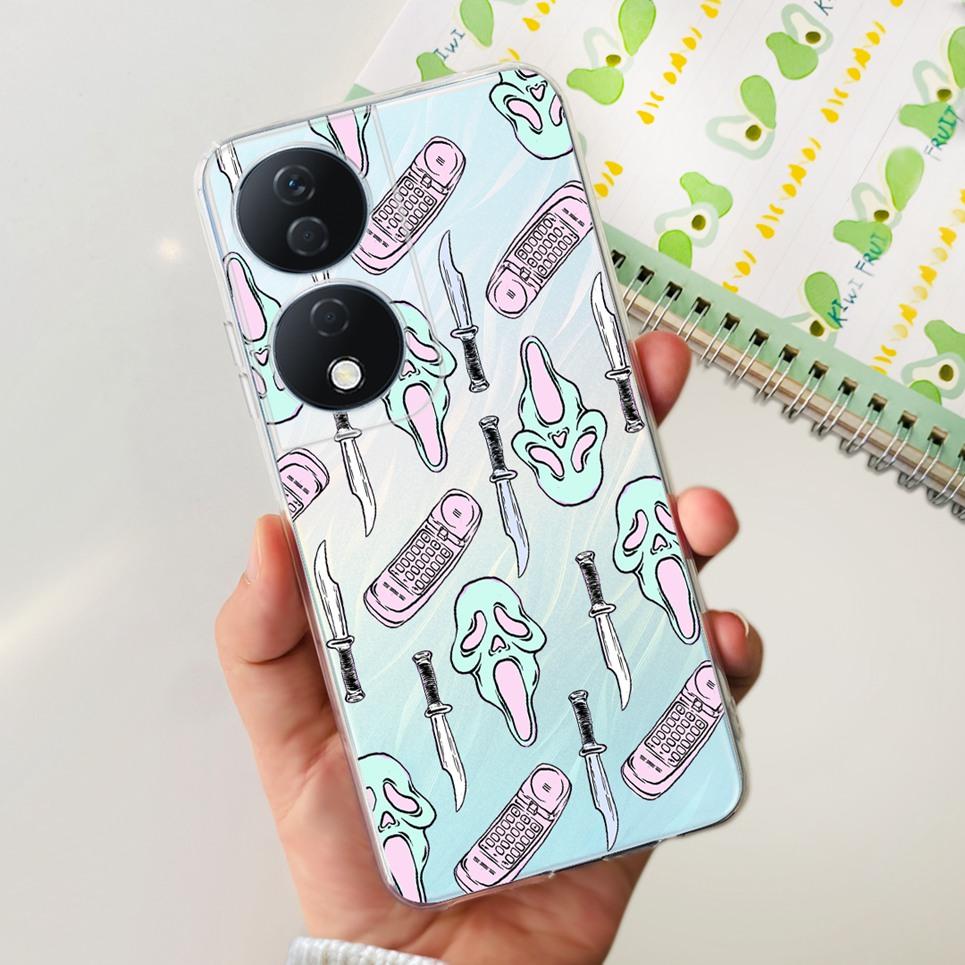 For Cover Honor X7b 5G Case For Honor X8B 4G Love Heart Women Fashion Luxury Pattern Housing Etui Huawei HonorX8b Soft Clear TPU