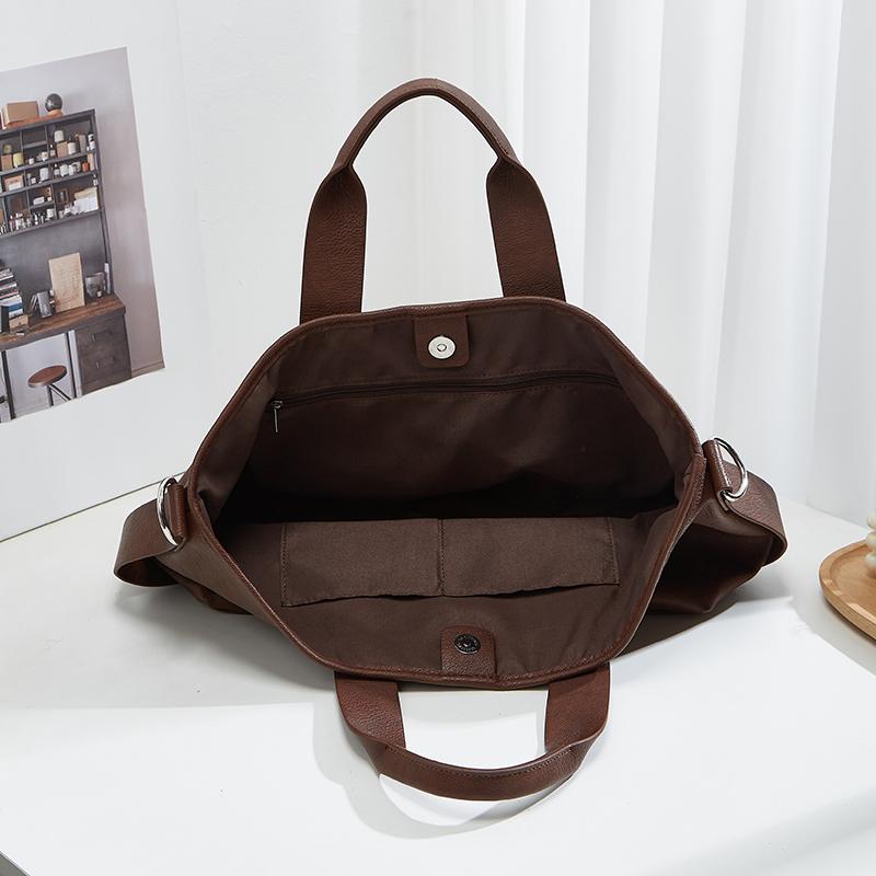 Soft leather PU crossbody bag Large capacity Double handle design bag Shoulder bag hand knowledge Simple retro