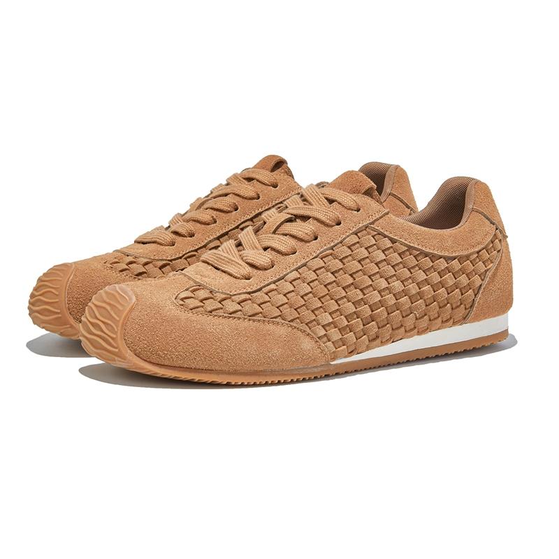 Fashion Women's Sneakers Shoes 2025 New Woven Non-slip Genuine Leather Sneakers For Women Large Size Breathable Casual Shoes Female