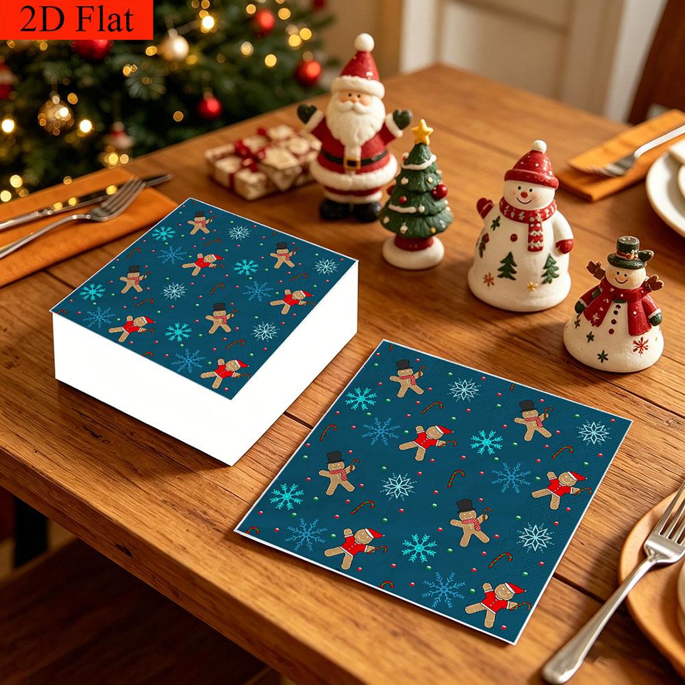 20pcs Disposable Napkins with Christmas elements Pattern Print for Wedding,Parties,and Daily Use for Thanksgiving Fall Christmas Table Decoration