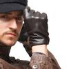 Nappaglo Genuine Sheepskin Leather Handmade with Lining Deep Smartphone Men's Gloves, (M, Brown, Compatible)