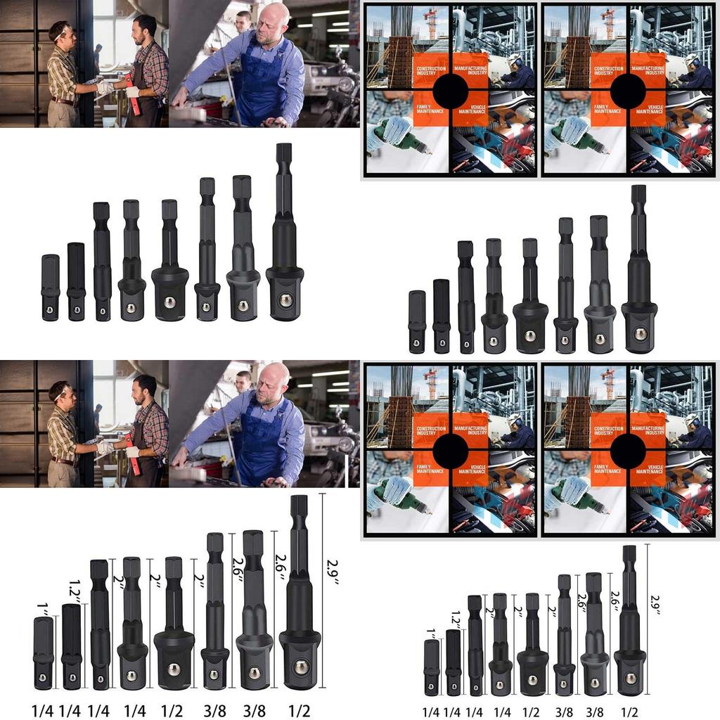 Versatile 8pc Impact Socket Adapter Kit For 1/4 Inch 3/8 Inch 1/2 Inch Drives