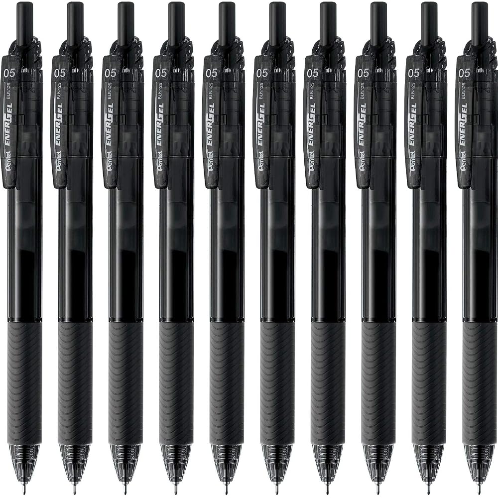 Pentel Ballpoint Pen Gel Ink Gel S 0.5mm Black Shaft BLN125-A Black 10pcs