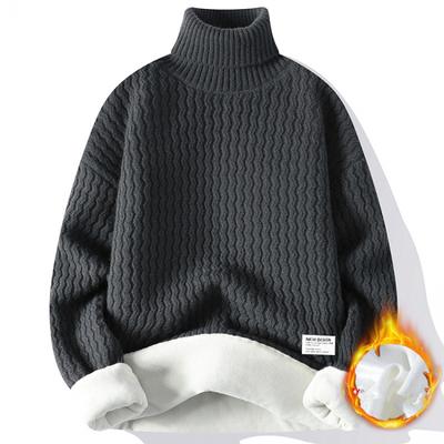 Winter Men Fleece Warm Sweater Men Turtleneck Knit Pullovers Mens Casual Knitted Sweaters Male Solid Color Knitwear Man