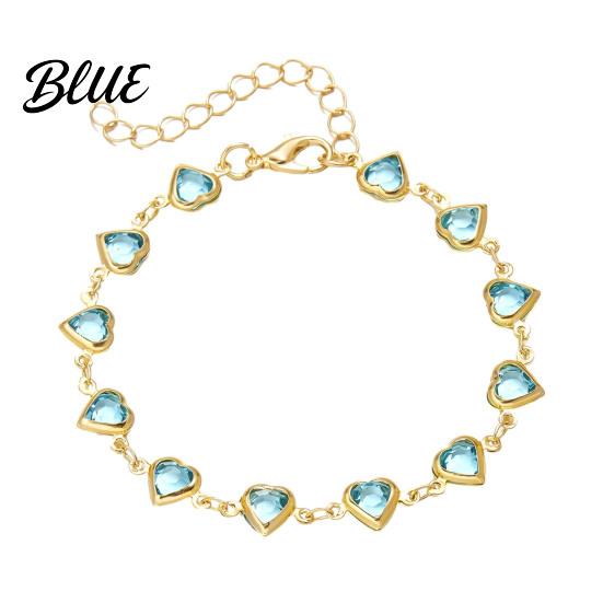 Rust-free Bracelet Cubic Zircon Heart Beaded for Women Trendy Jewelry